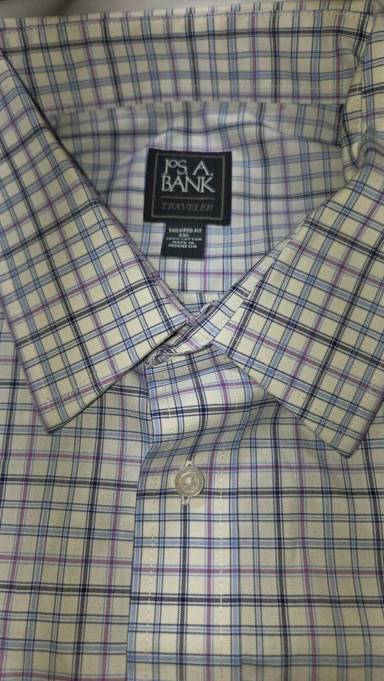 Jos. A. Bank Traveler Tailored Fit Dress Shirt XXL Plaid